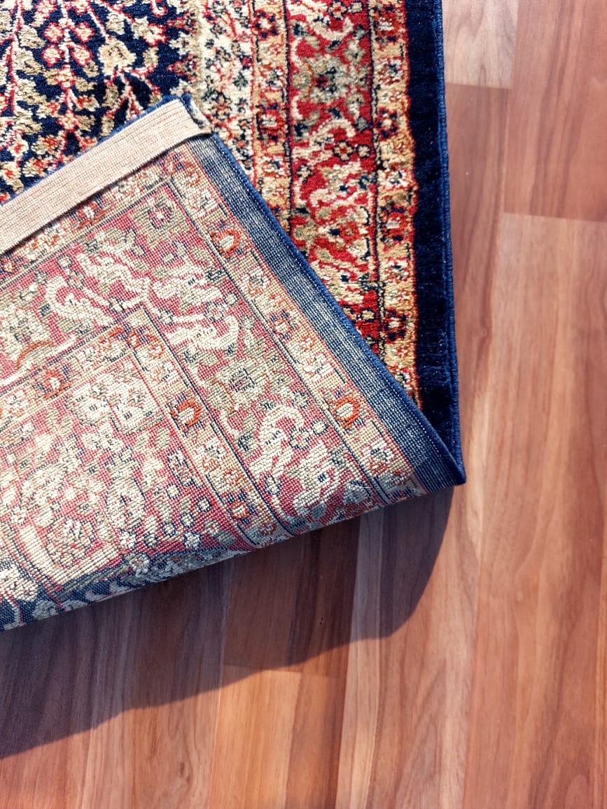 Navy Blue Persian Wool Anti Skid Heavy Rug For Living Room & Bed Room