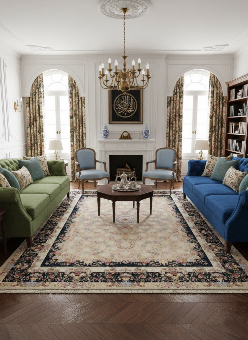 Haniya Iranian Imported Cream Silk Blend Rug 1500 Reeds