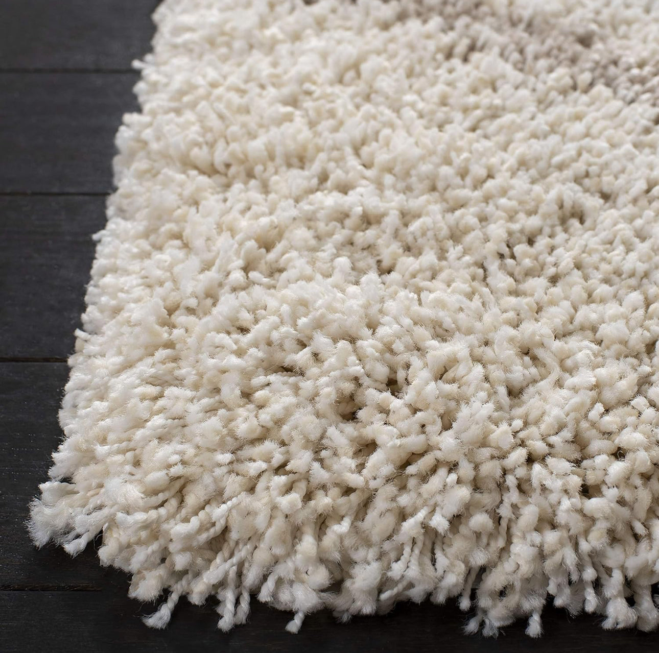 Ivory & Beige Round Trellis Microfiber Super Soft Anti Skid Shaggy Rug