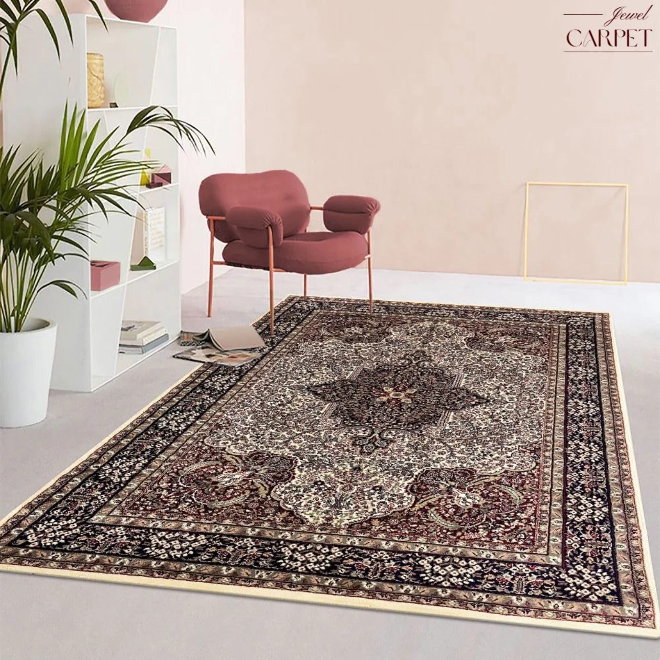 Cream Persian Wool Soft & Plush Traditional Anti Skid Backing Heavy Carpet