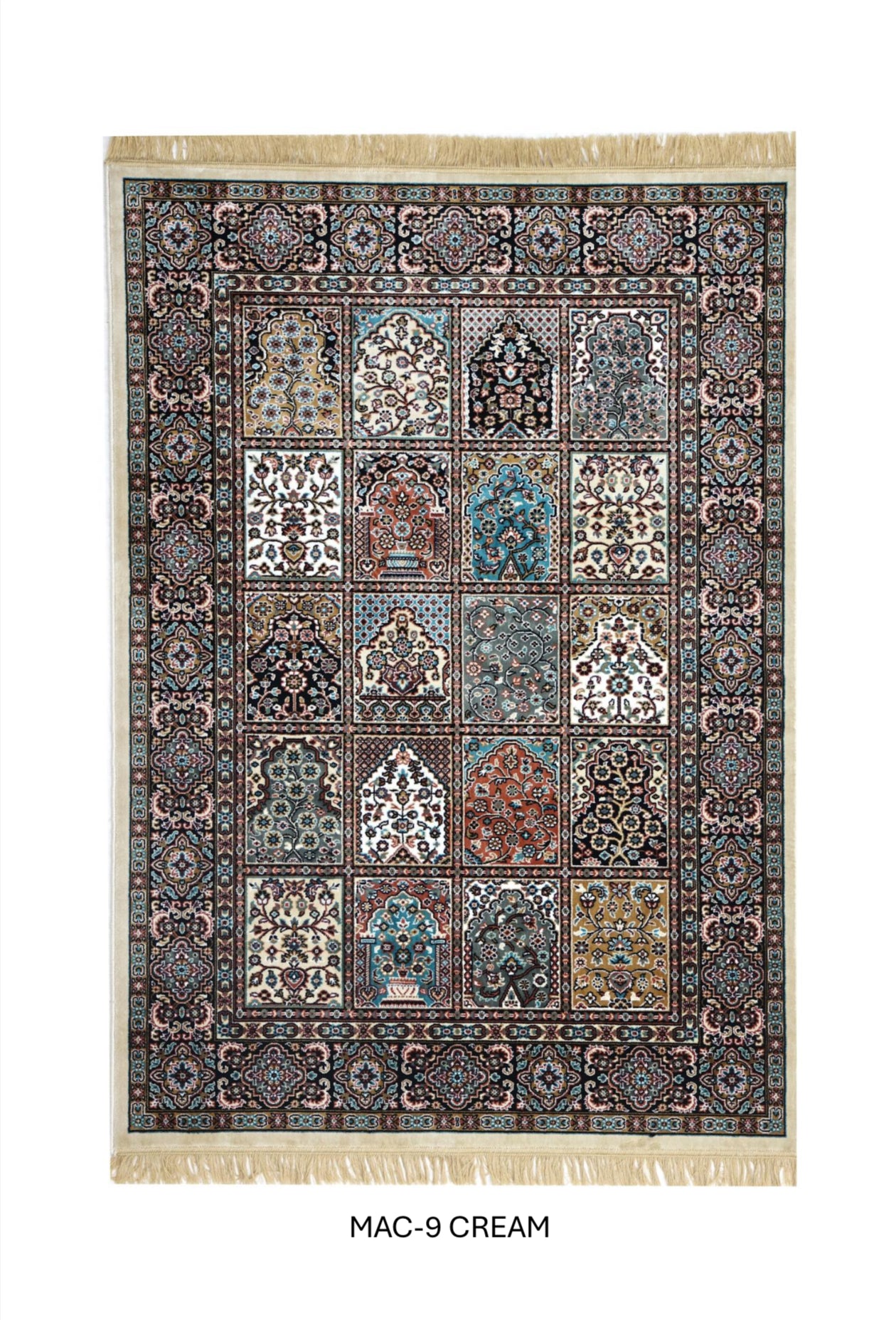 Cream Persian Silk Carpet For Living Room & Bedroom Heavy Anti Skid Rug