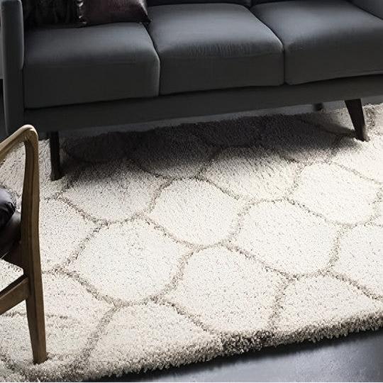 Beige Handcrafted Super Soft Microfiber Moroccan Shaggy Carpet