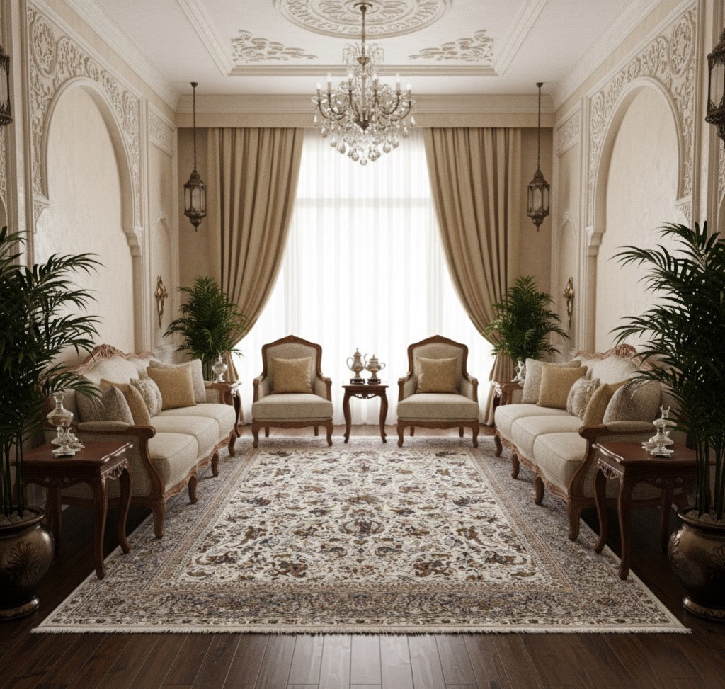 Imported Rugs Mahsa White Hand knotted Natural dyed 100% Pure Silk Iranian Imported ...