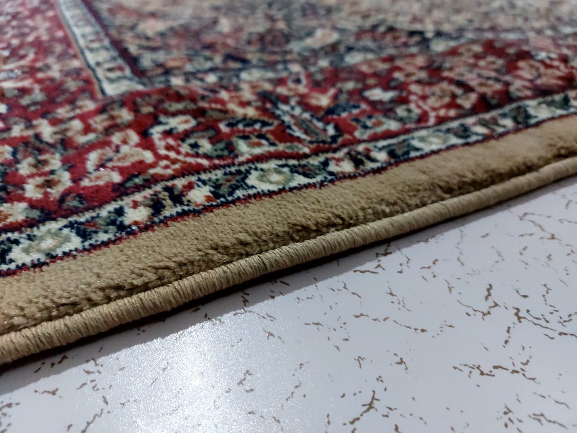 Beige & Maroon Persian Wool Traditional Anti Skid Heavy Carpet For Living Room & Bed Room