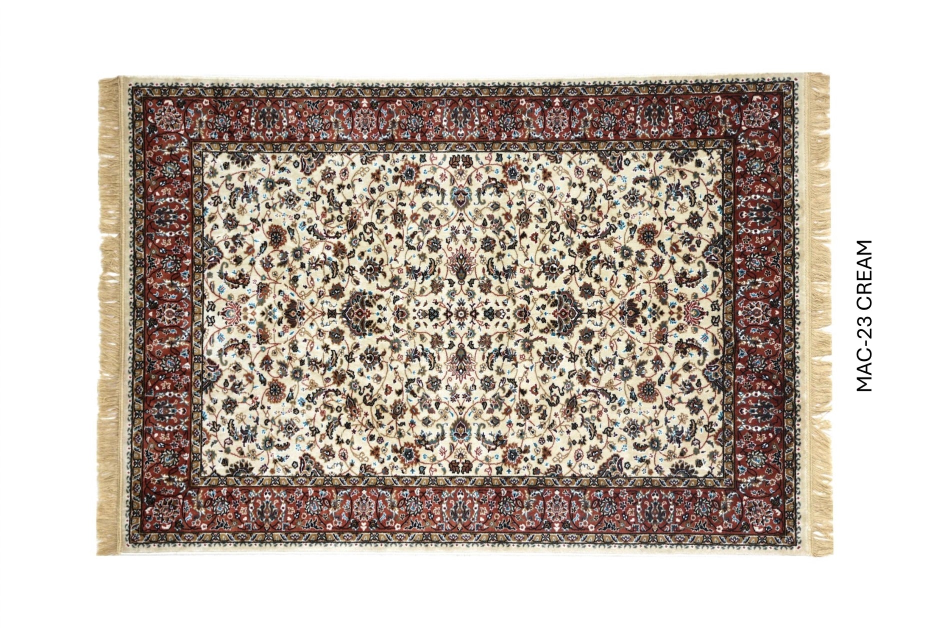 Cream Persian Silk Carpet For Living Room & Bedroom Anti Skid Heavy Rug