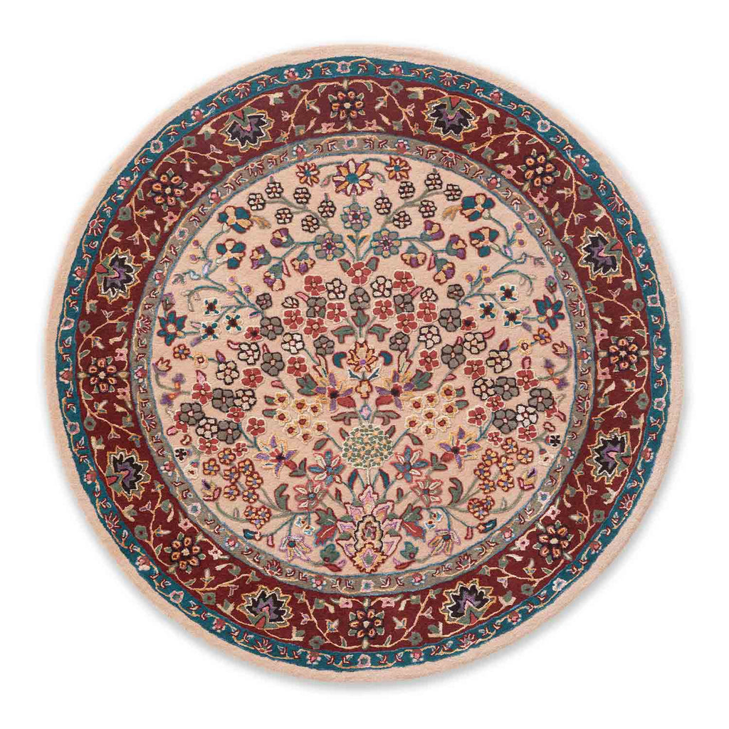 Yasmeen Peach Traditional Hand Tufted Woollen Round Rug