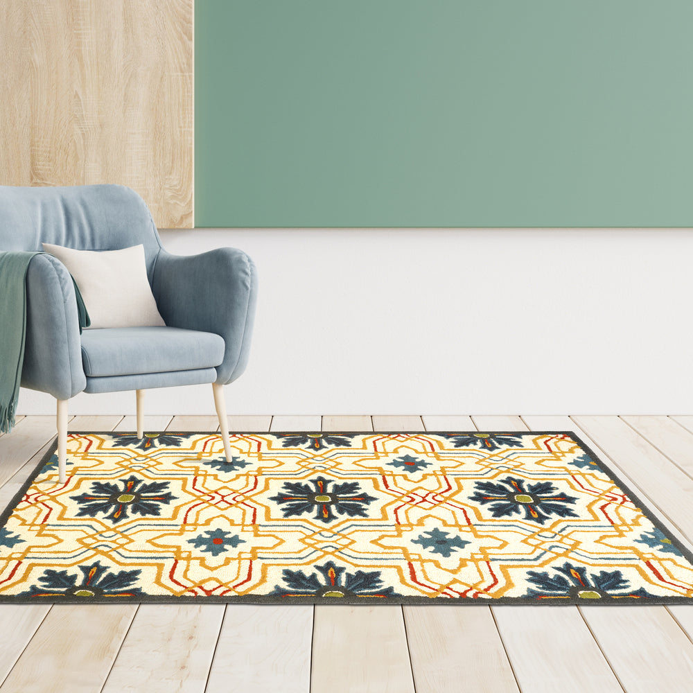 Amask Beige Hand Tufted Woolen Rug