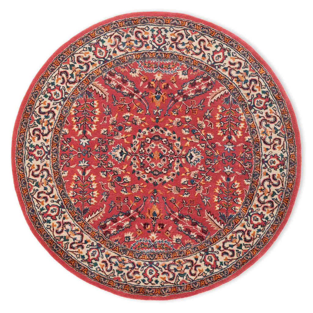 Zida Peach Traditional Hand Tufted Woollen Round Rug