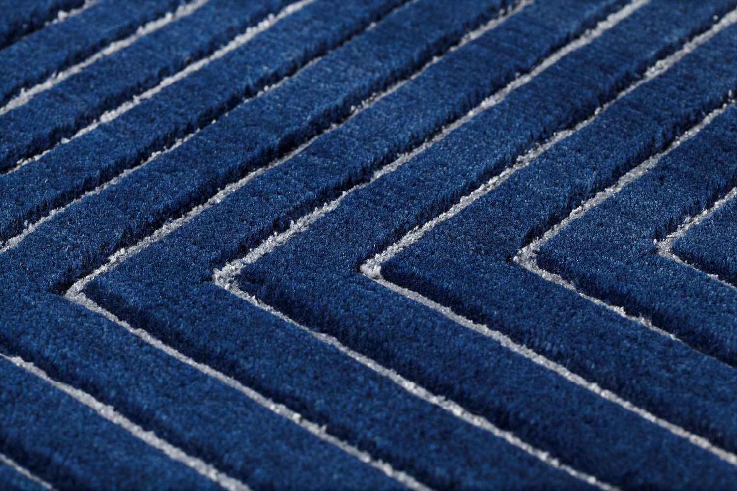 Handwoven Blue Border Wool / Viscose Rug