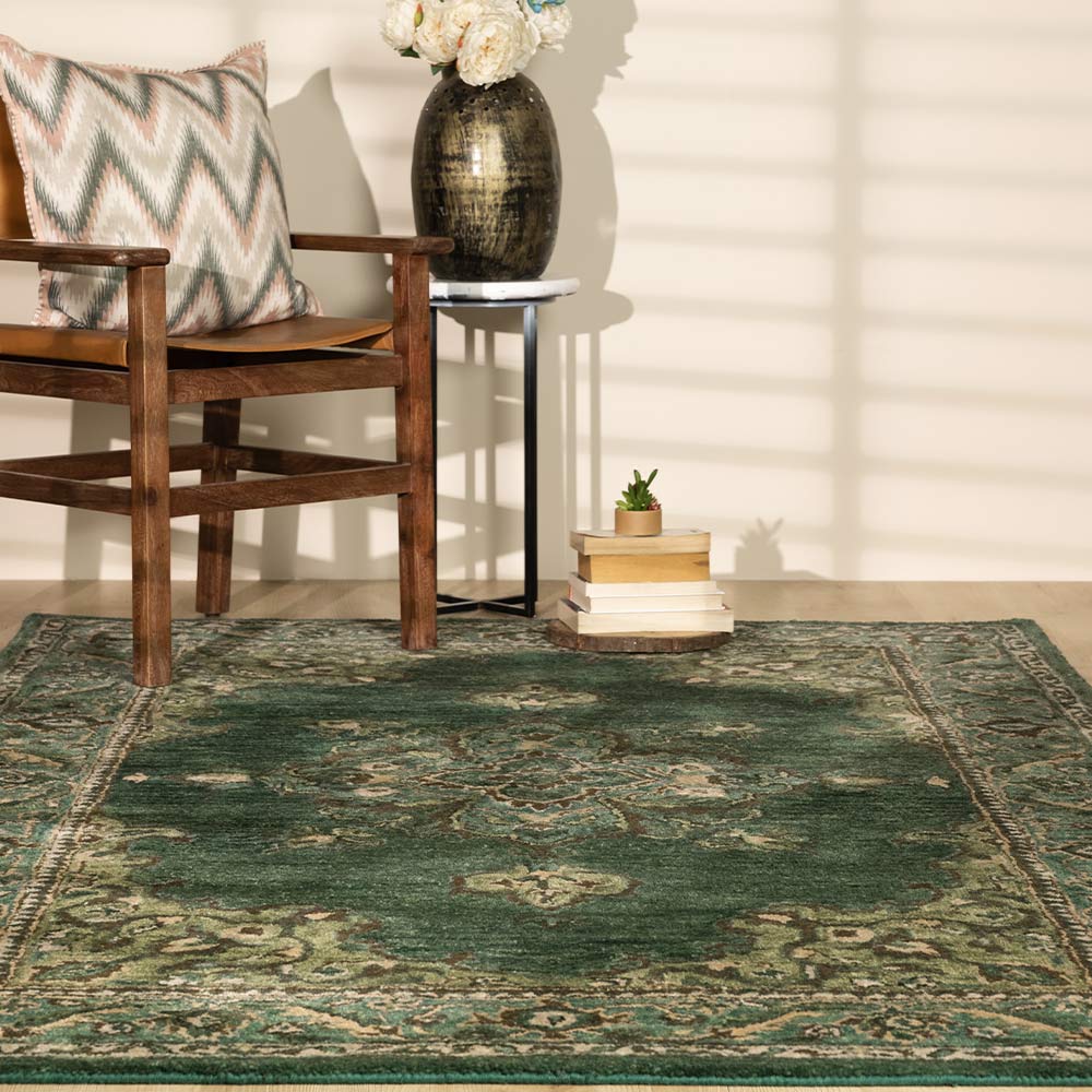 Aliyana Green Hand Tufted Woolen Rug