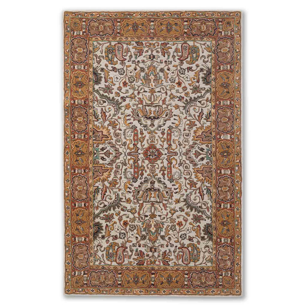 Negin Off White and Rust Hand Tufted Woolen Rug