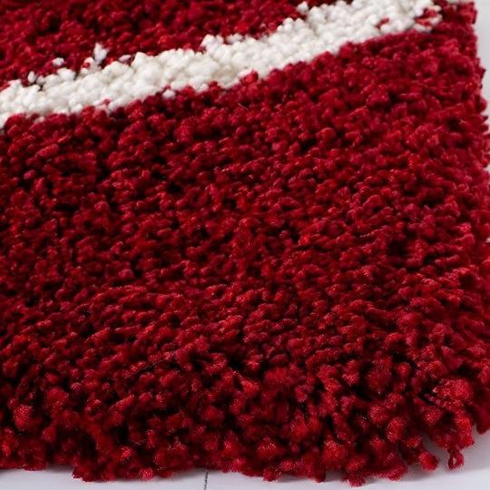 Red & White Handcrafted Super Soft Microfiber Moroccan Shaggy Carpet