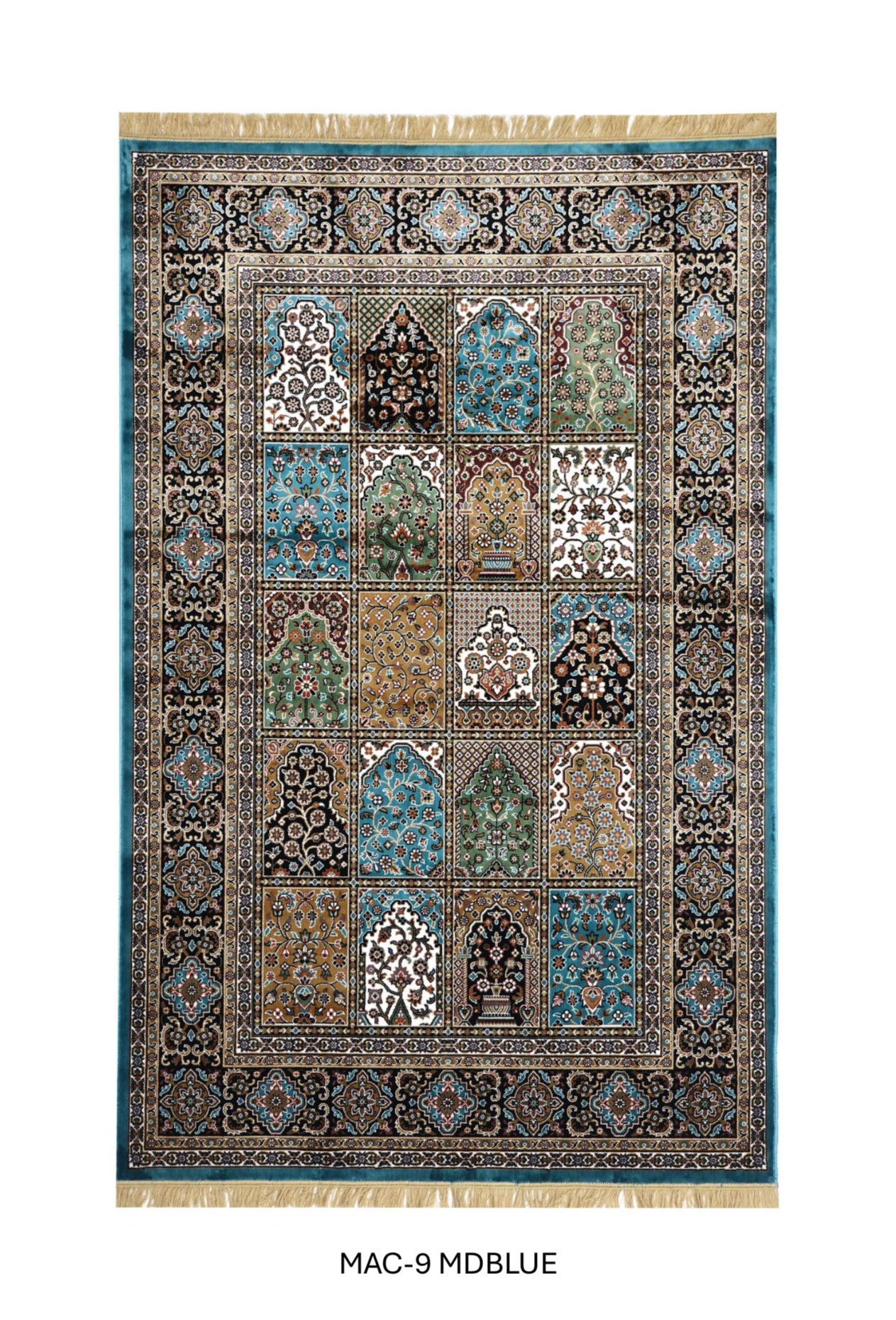 Blue Persian Silk Carpet For Living Room & Bedroom Heavy Anti Skid Rug