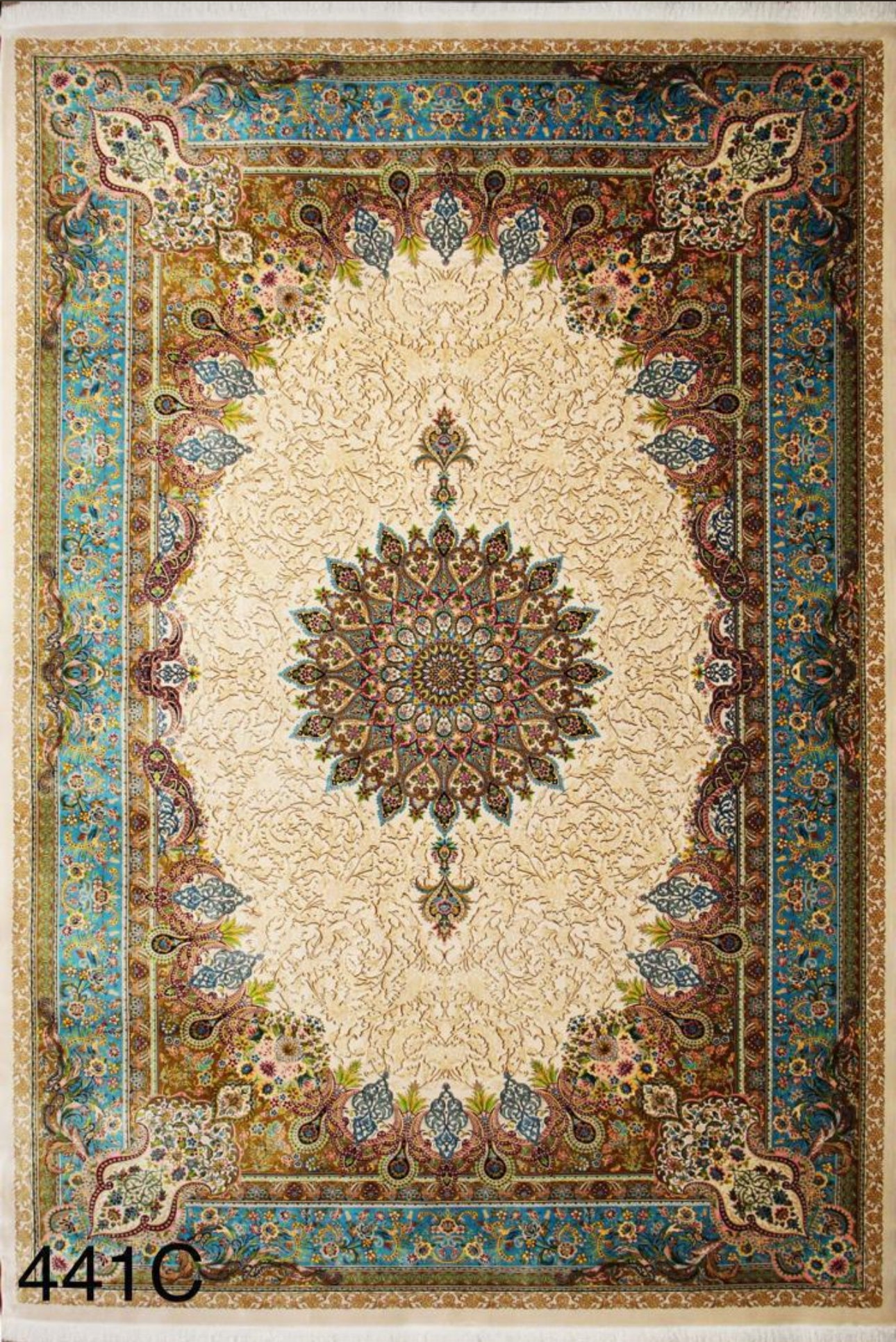 Katayoun Iranian Imported Cream Silk Blend Rug 1500 Reeds