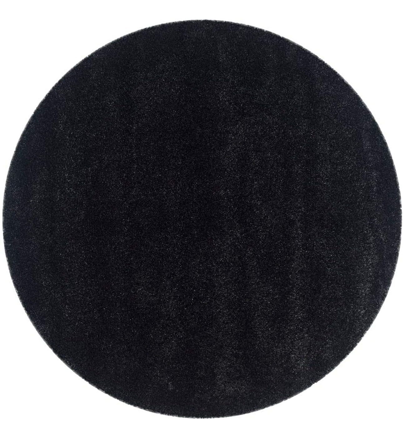 Black Handcrafted Round Solid Microfiber Plush Anti Skid Shaggy Carpet