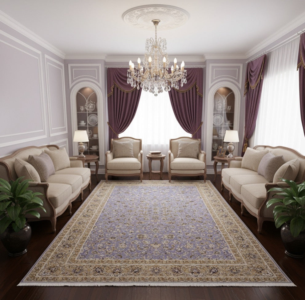 Tahira Iranian Imported Lavender Rug 1500 Reeds