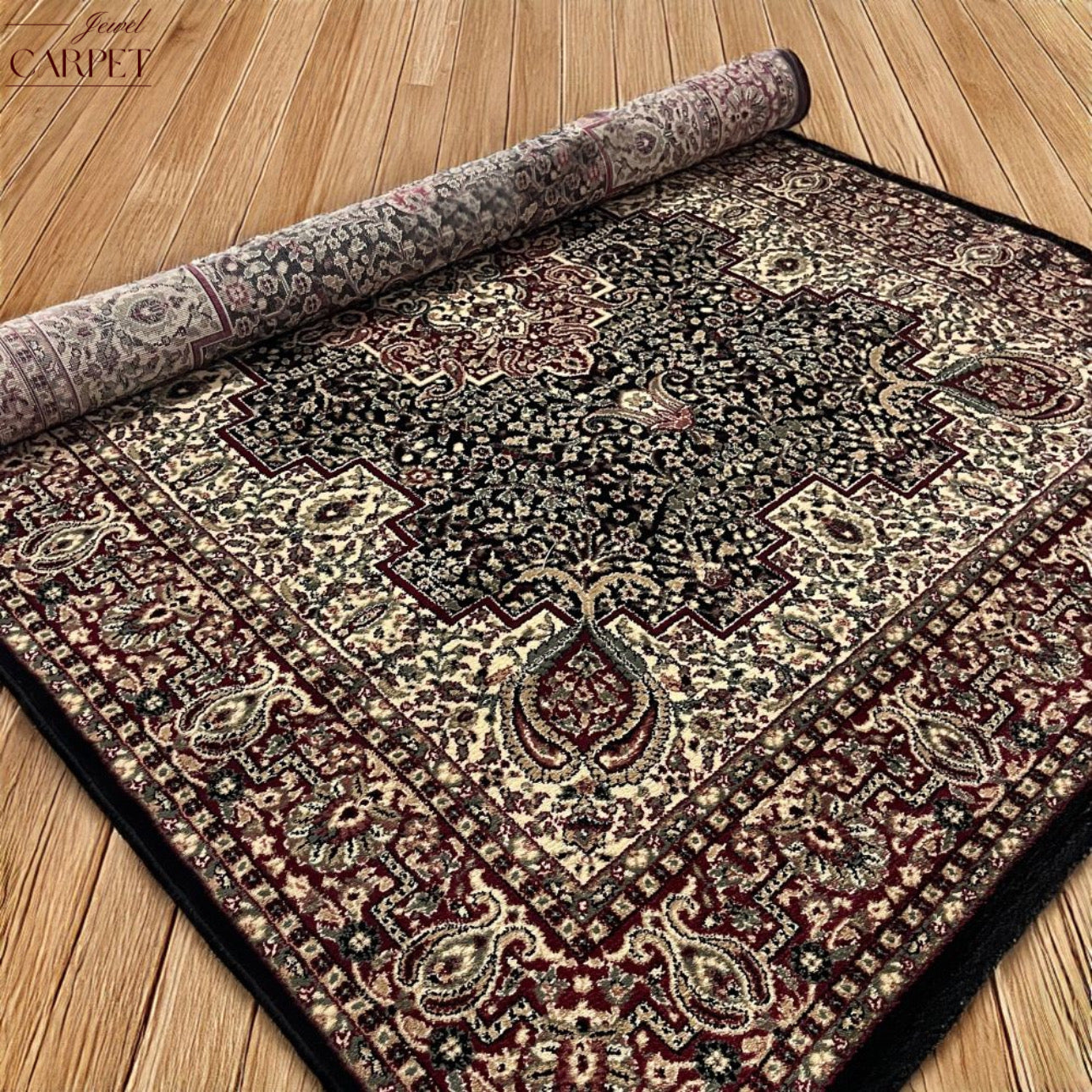 Black Persian Wool Traditional Carpet