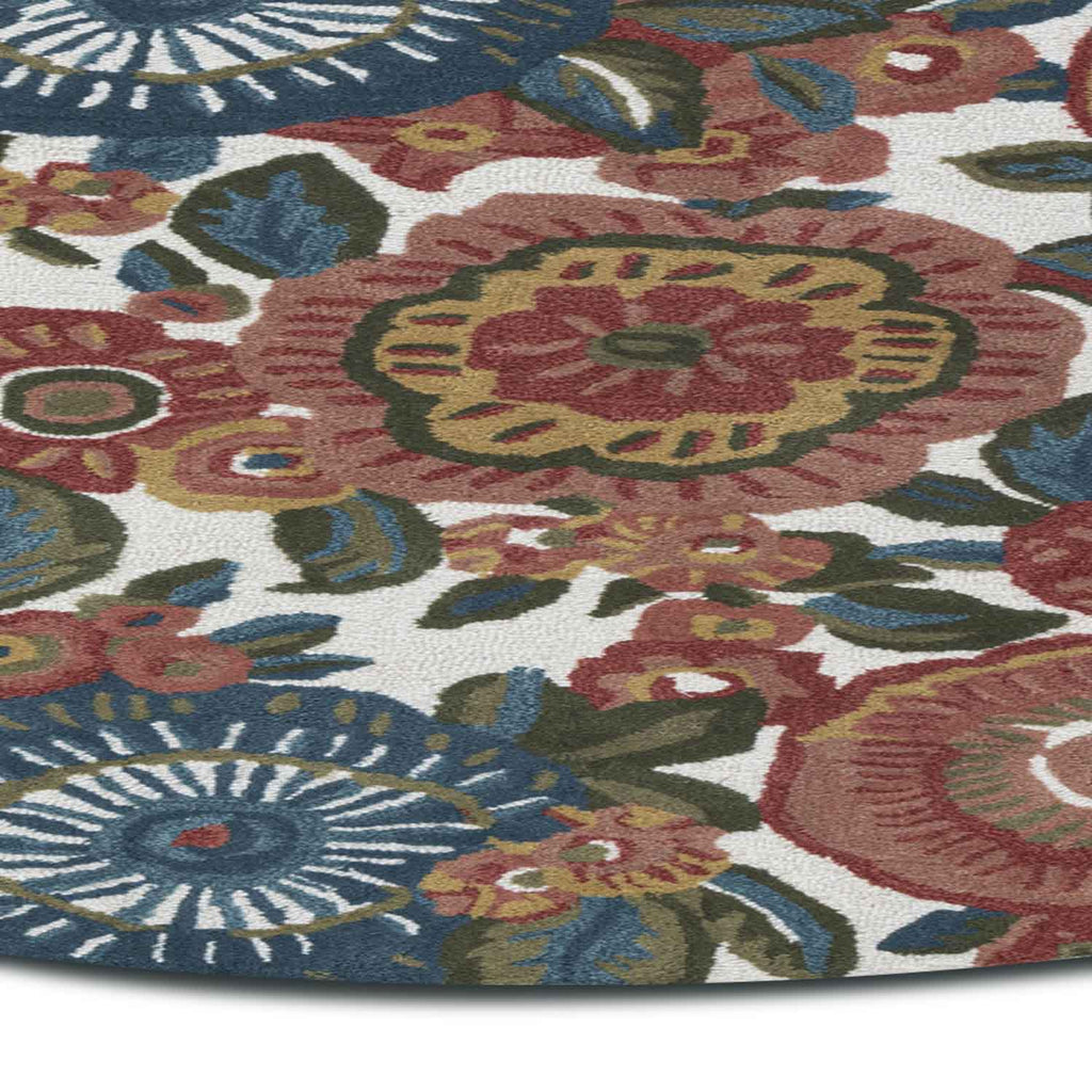 Brodieb Multicolor Floral Hand Tufted Woollen Round Rug