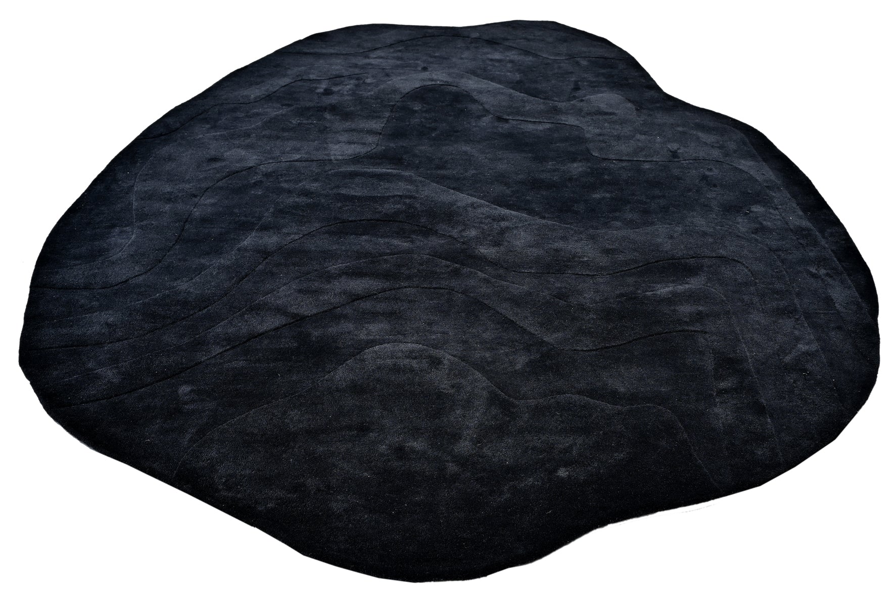 Terrain Black Hand Tufted Irregular Designer Rug