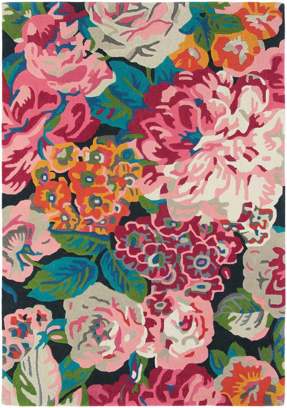 Peony Floral Multicolour Wool Hand Woven Rug