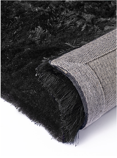 Black Handcrafted Microfiber Solid Super Soft Shaggy Carpet