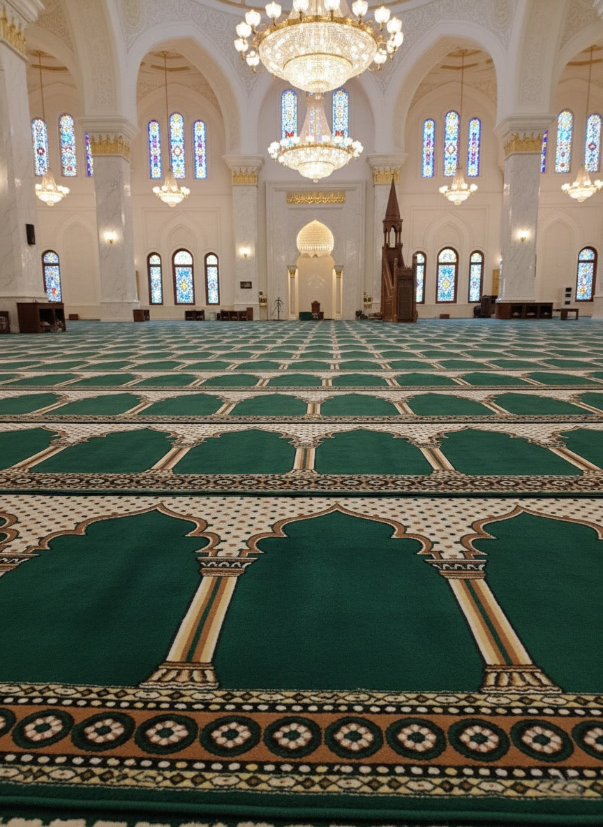 Green Janamaz Carpet For Masjid Prayer Matt