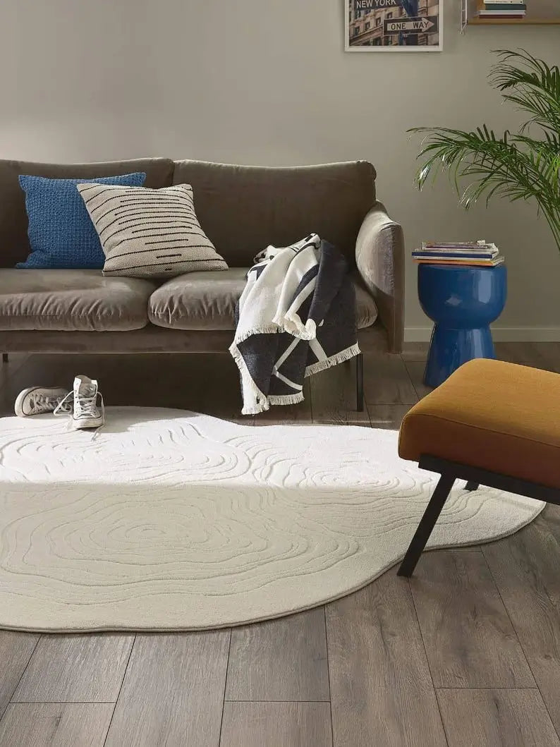 Mono Ivory Hand Tufted Irregular Shaped Wool Rug