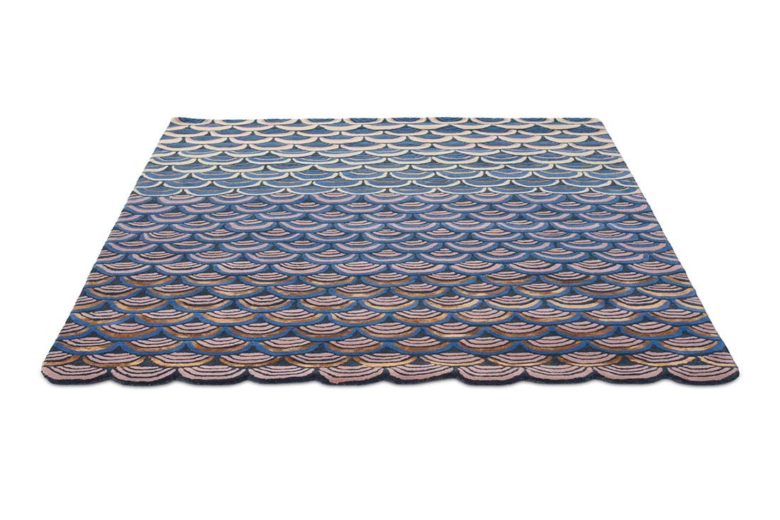 Blue Irregular Designer Wool Hand Tufted Rug