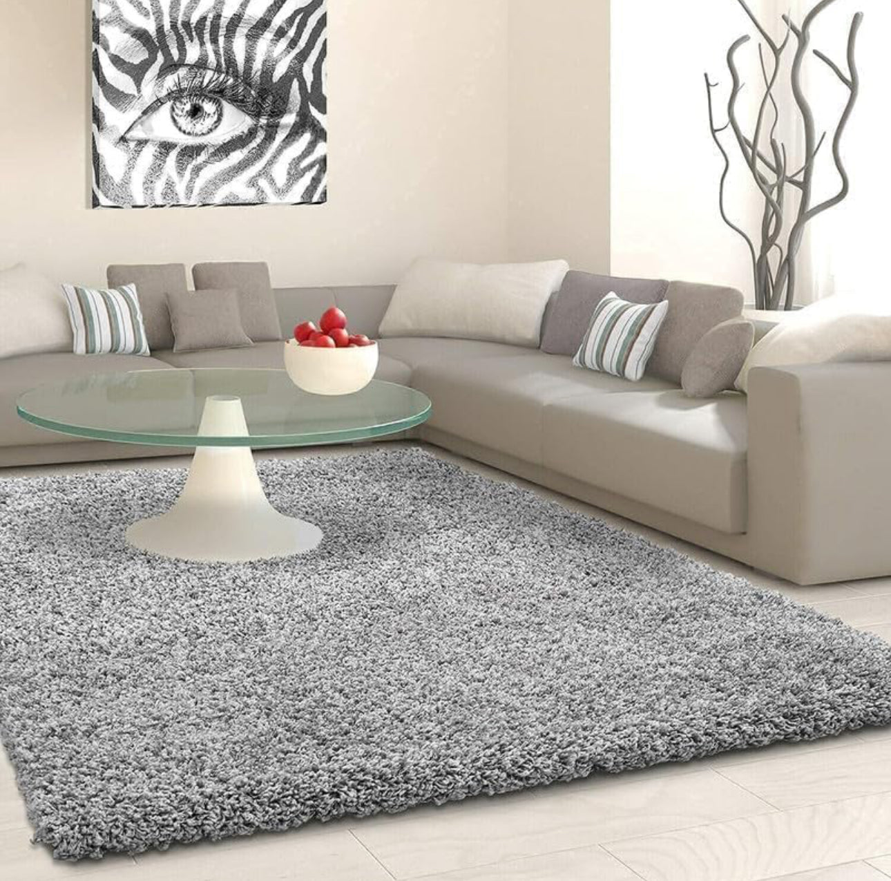 Grey Microfiber Super Soft Anti Skid Shaggy Carpet