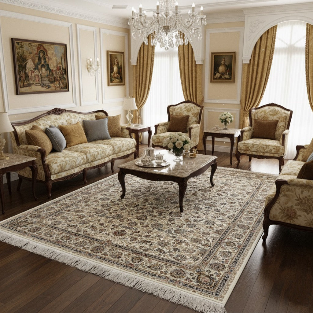 Mahnoor Iranian Imported White Rug 1500 Reeds