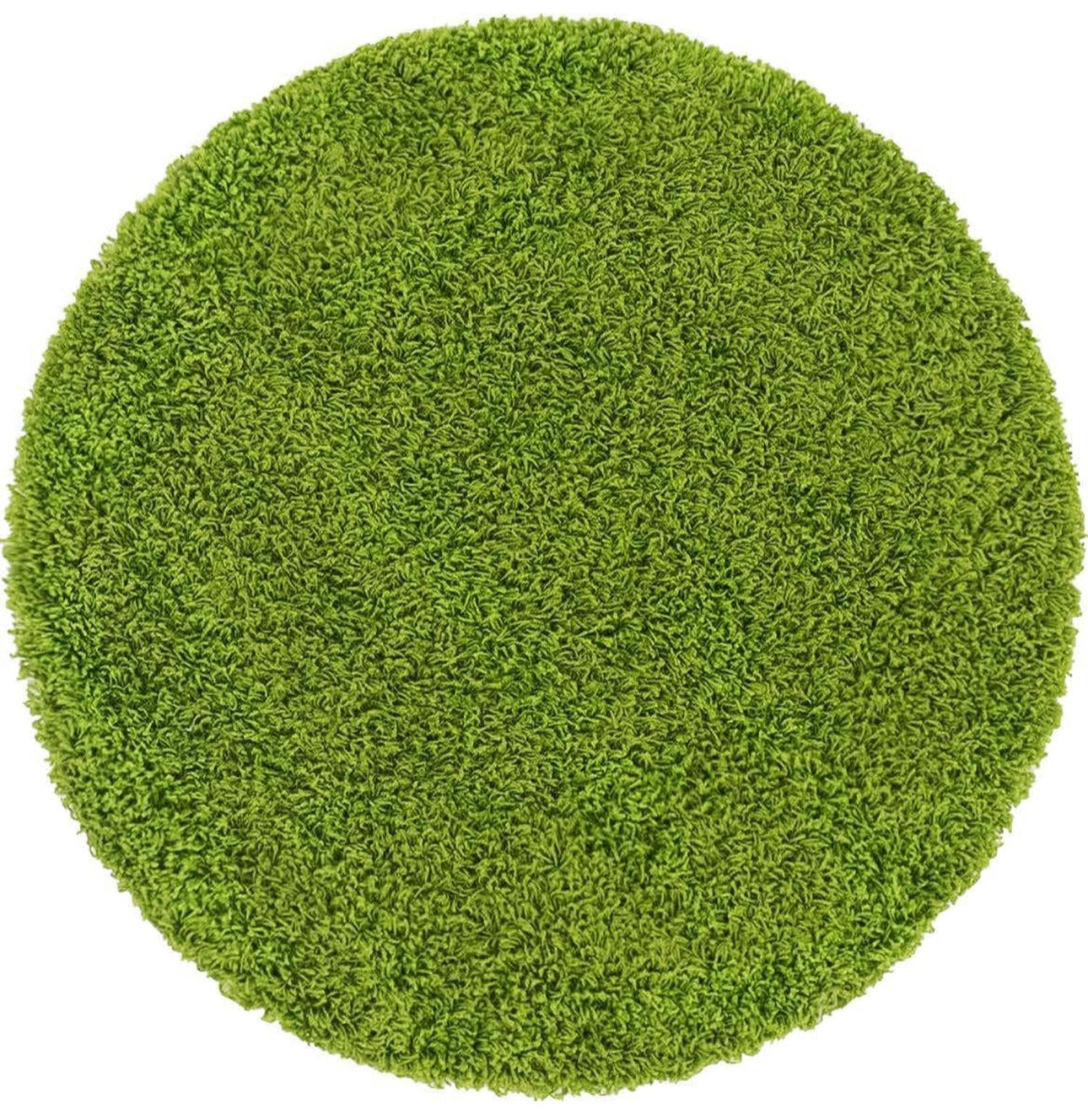 Green Handcrafted Round Solid Microfiber Plush Anti Skid Shaggy Carpet