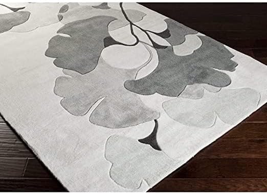 Grey & White Flora Hand Tufted Woolen Rug For Living Room & Bed Room