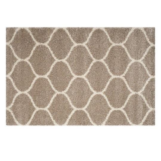 Cream & Beige Handcrafted Super Soft Microfiber Moroccan Shaggy Carpet