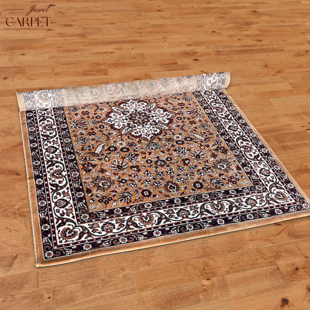 स्वर्ण कश्मीरी ऊन पारंपरिक कश्मीरी कालीन