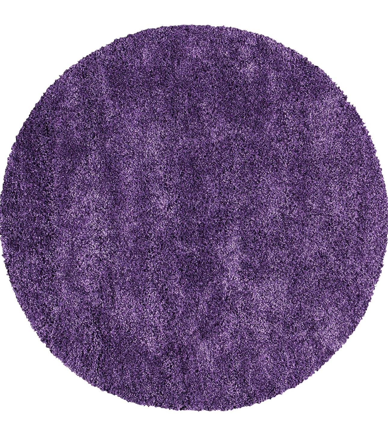 Purple Handcrafted Round Solid Microfiber Plush Anti Skid Shaggy Carpet