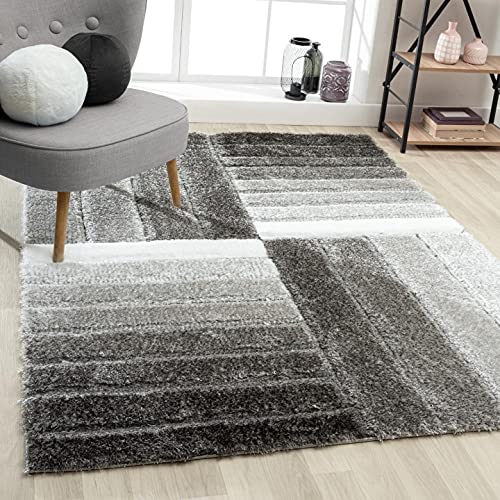 Grey Multi Coloured Handmade 3D Edge Super Soft Microfiber & Polyester Shaggy Carpet For Bed Room & Living Room