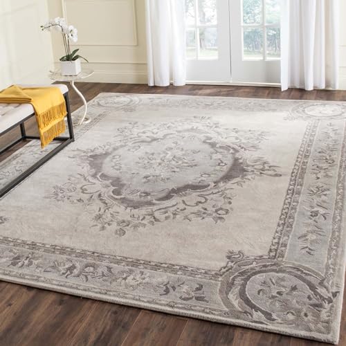 Cream & Gray Persian Hand Tufted Wool Carpet Contemporary Design for Living Room, Bedroom, and Hall