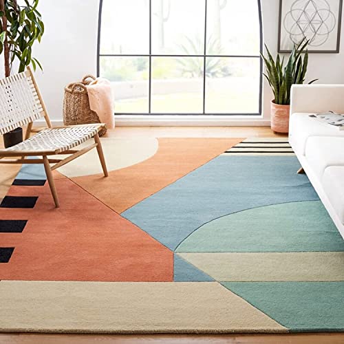 Hand Tufted Multi Coloured Abstract Wool Carpet For Bed Room & Living Room