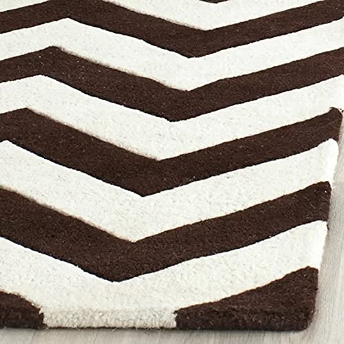 Zig Zag Brown & Brown Hand Tufted Wool Rug For Living Room & Bed Room