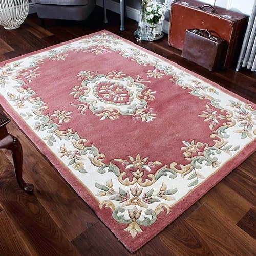 Pink Persian Hand Tufted Wool Carpet Contemporary Design for Living Room, Bedroom, and Hall