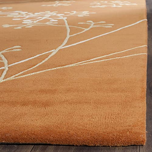 Scartlet Orange Floral  Hand Tufted Anti Slip Carpet