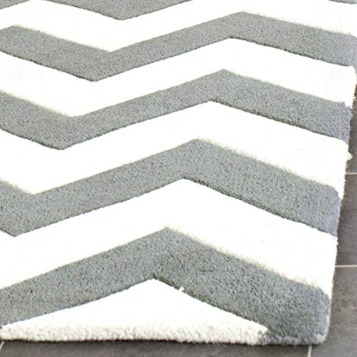 Zig Zag Grey Hand Tufted Wool Rug For Living Room & Bed Room