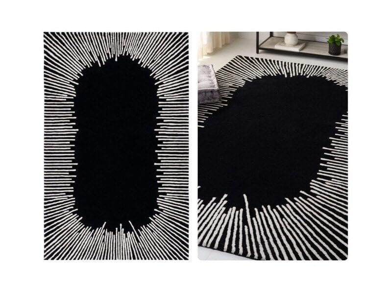 Black Hand Tufted Wool Carpet