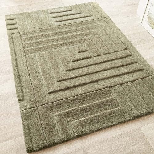 Green Hand Tufted Wool Carpet