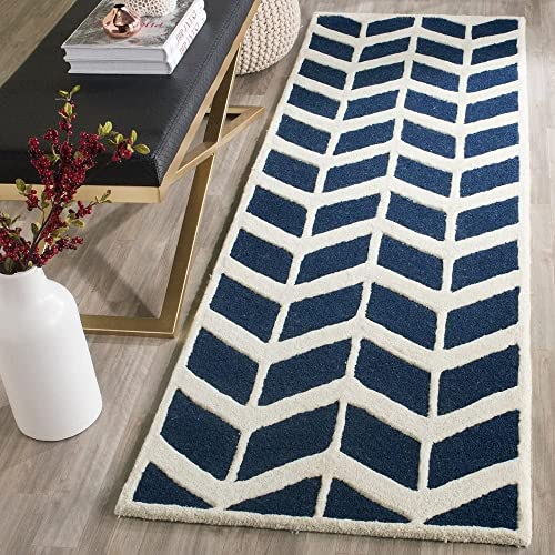 Blue & White Hand Tufted Wool Carpet For Living Room & Bed Room