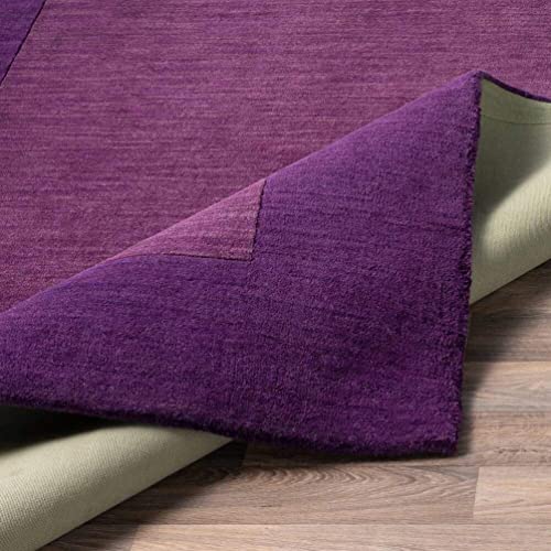 Hand Tufted Purple Geometric Wool Carpet For Living Room & Bed Room