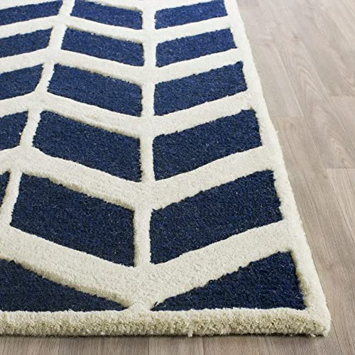 Blue & White Hand Tufted Wool Carpet For Living Room & Bed Room