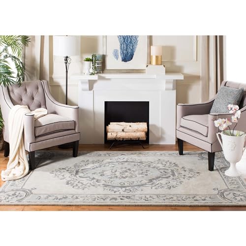 Cream & Gray Persian Hand Tufted Wool Carpet Contemporary Design for Living Room, Bedroom, and Hall