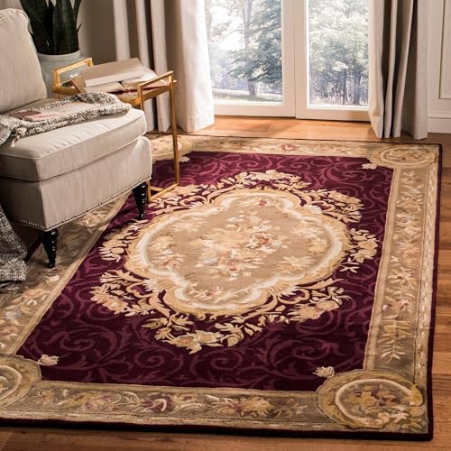 Maroon Persian Hand-Tufted Wool Carpet: Modern Design for Living Room, Bedroom, and Hall