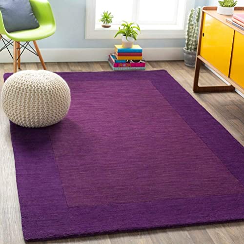 Hand Tufted Purple Geometric Wool Carpet For Living Room & Bed Room